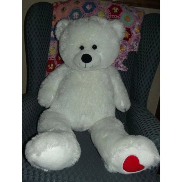 Teddy Bear Large White 36"-Three 3 Foot Giant Soft Plush heart stuffed animal FS - Picture 2 of 9